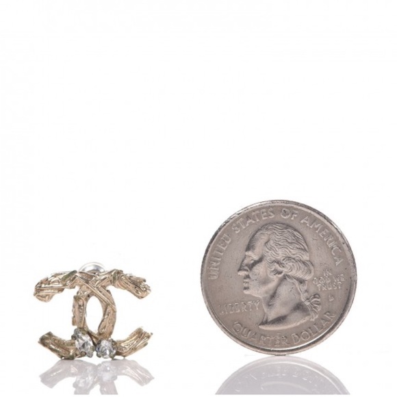 Authentic - Light Gold CHANEL Crystal Twisted CC - Picture 4 of 6